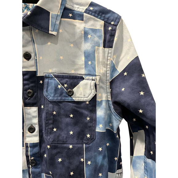 Fresh Prince Of Bel Air Shacket Long Sleeve Size Medium Men's Stars Blue Button - Picture 3 of 7